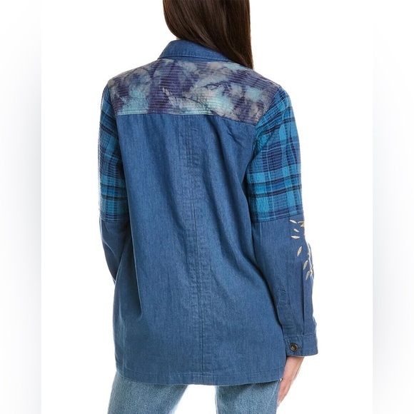 NWT Johnny Was Moonlight Tie-Dye Patchwork Military Jacket Embroidered Size L - Picture 2 of 10